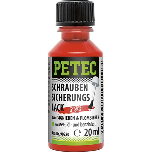 Petec 90220 Schraubensicherungslack rot 20 ml Pinselflasche