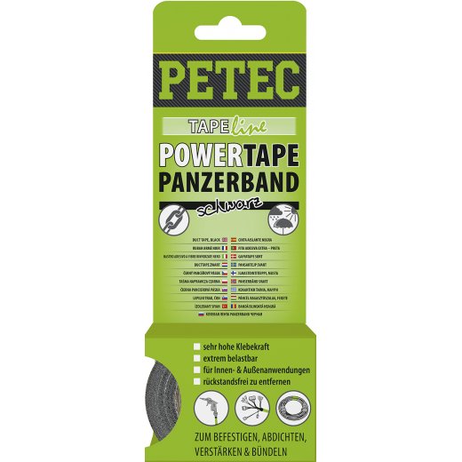 Petec 86105 POWER Tape, Panzerband schwarz SB-Karte 5m x 50 mm