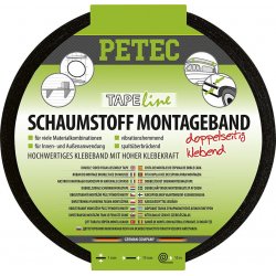 Petec 87200 Schaumstoff-Montageband schwarz 10mx19mmx1mm