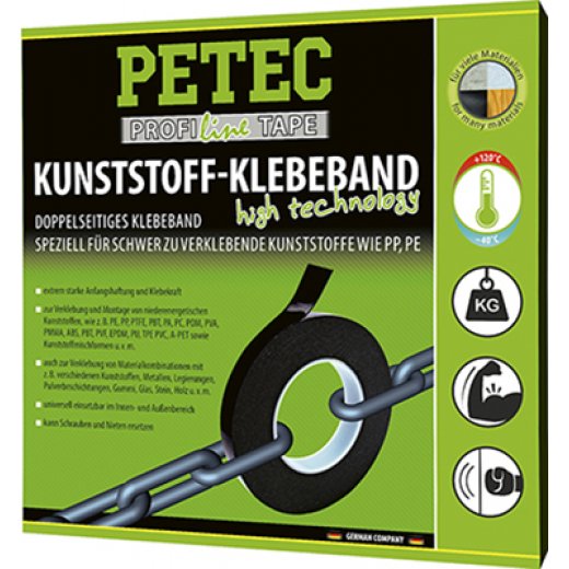 Petec 87210 Kunststoff-Klebeband 10m x 19 mm x 1,1 mm SB-Karte