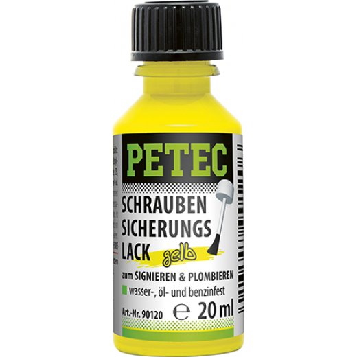 Petec 90120 Schraubensicherungslack gelb 20 ml Pinselflasche