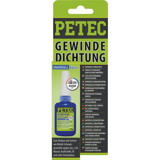 Petec 97216 Gewindedichtung blau 15 g Flasche SB-Karte